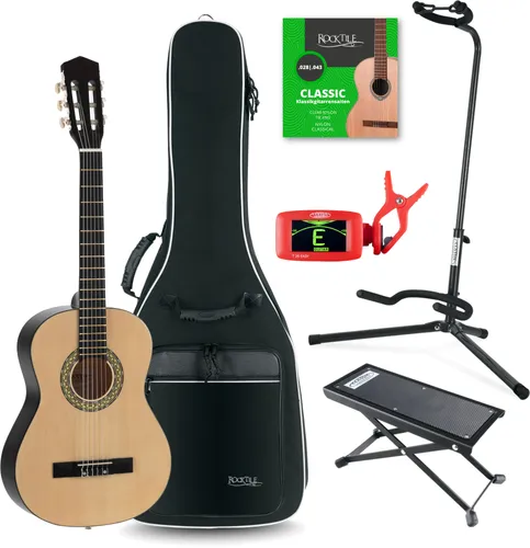 Classic Cantabile Acoustic Series AS-851 Klassikgitarre 3/4 Set - Gitarren Einsteiger-Set für 8-11 Jahre, inklusive Gigbag, Ständer, Fußbank, Stimmgerät und Saiten – ideal für junge Musiker!