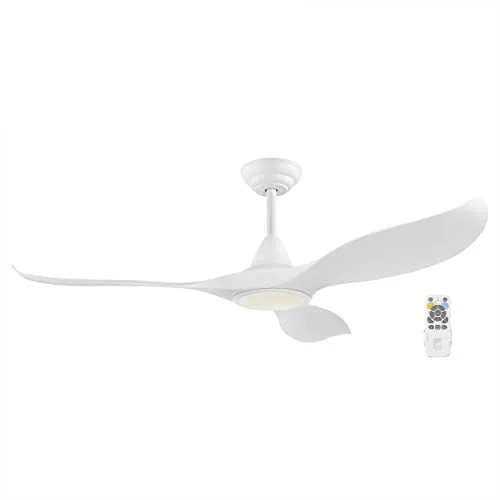 EGLO Deckenventilator Cirali 52, 3 Flügel Ventilator mit Beleuchtung und Fernbedienung, Sommer Winter Betrieb, warmweiß - kaltweiß, dimmbar, Kunststoff in Weiß, DC Motor, leise, Ø 132 cm