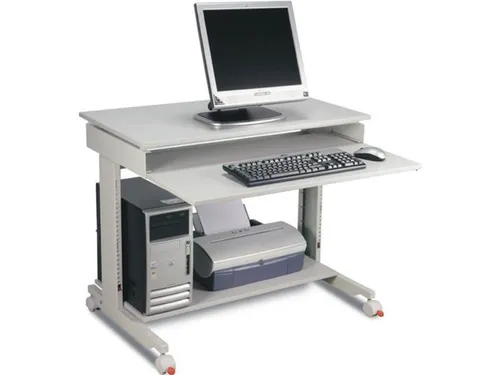 Arbeitstisch 6810-9 - Lichtgrauer PC-Arbeitstisch - Computermöbel mit höhenverstellbarem Design, ideal für ergonomisches Arbeiten und anpassbare Nutzung im Büro oder Home Office.