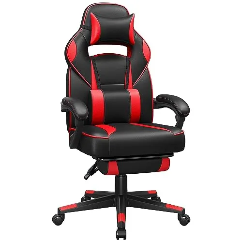 SONGMICS Ergonomischer Bürostuhl mit Fußstütze, höhenverstellbar und neigbarer Rückenlehne