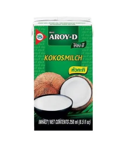 AROY-D Kokosmilch 250ml - Cremige Kokosnussmilch für asiatische Gerichte - Kokosmilch, ideal für Currys und Desserts, verleiht Ihren Speisen einen authentischen asiatischen Geschmack.