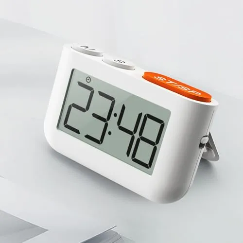 Gentpovth Küchentimer, Digitaler Küchentimer Magnetisch Stoppuhr Timer mit Uhr, Stoppuhr mit Einklappbarer Ständer, Timer für Kinder, mit Großem LCD-Display für Kochen, Sport, Studieren