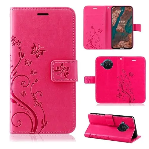 betterfon Hülle Kompatibel mit Nokia 3.1 Plus | Premium PU Leder Handyhülle Wallet Case für 3.1 Plus | Schutzhülle Blumen Klapphülle Handyhülle | Pink