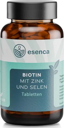 Biotin + Zink & Selen - 365 Tabletten (12 Monate) - Für Haut, Haare & Nägel