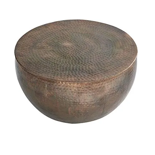 Riess-Ambiente Couchtisch ORIENT II Ø60cm - Eleganter Couchtisch aus kupfer geflammtem Metall, rundes Hammerschlag Design, ideal für stilvolle Wohnzimmer und entspannte Atmosphäre.