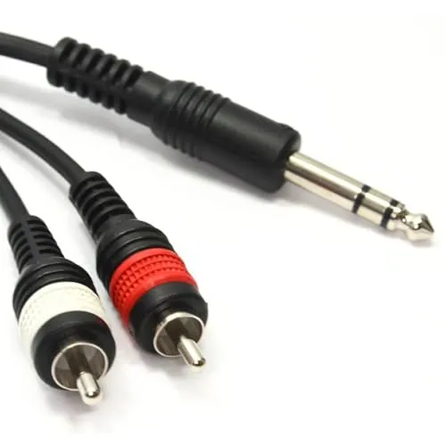 kenable Pulse Profi 6,35 mm Stereo Klinkenstecker Zum 2 x Cinch Stecker Spiralförmige Abgeschirmtes Kabel 0,3 m 30 cm [0.3 Meter/0,3m]