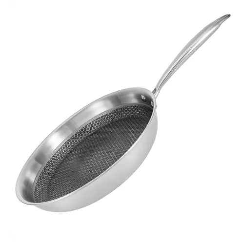 RESTO KITCHENWARE Bratpfanne Edelstahl Ø28cm - Hochwertige 28 cm Edelstahlpfanne mit Tri-Ply System für gleichmäßige Wärmeverteilung. Ideal für alle Herdarten, inklusive Induktion, und spart 25% Energie. Perfekt für jeden Koch!