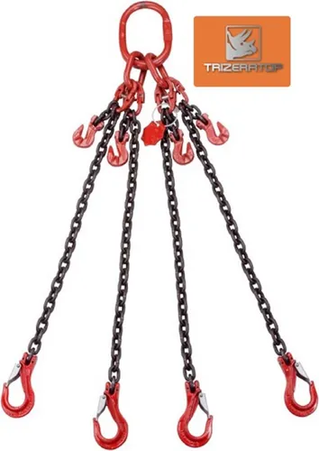 Anschlagkette Kettengehänge 4 Strang 6mm mit Gabelkopfhaken - Hochwertiges Kettengehänge mit einer Tragkraft von 2360 kg, robust und langlebig. Ideal für den professionellen Einsatz in der Industrie.