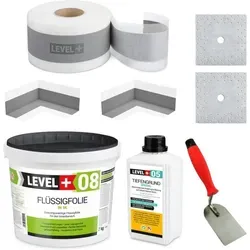 Level+ Dichtstoff Dichtset für Duschabdichtung 7kg SET09 - Spachtelmassen für perfekte Duschabdichtung, inklusive hochwertiger Flüssigfolie und Dichtband für langanhaltenden Wasserschutz.