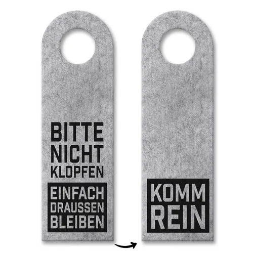 Bitte nicht klopfen, einfach draußen bleiben oder Komm rein Türhänger in Grau