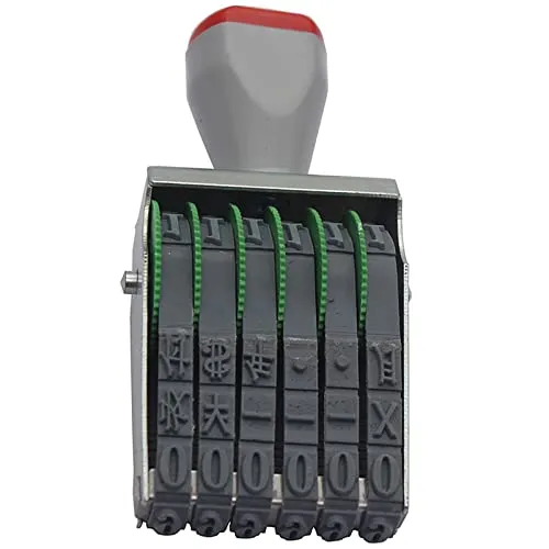 WANLIAN Classic Ziffernstempel 7 mm 6 Band Gummi Nummerierungsstempel,Abdruckgröße 40 x 7 mm mehrfarbig-Multifunktions DIY veränderbar (0-9)10 Ziffern Zahlen-Datum Stempel