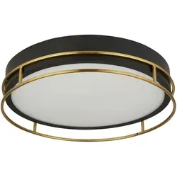 Searchlight Deckenleuchte Phoenix 3Lt Flush - Elegante Deckenleuchte in Schwarz und Gold, dimmbar und mit wechselbaren Leuchtmitteln – ideal für stilvolle Wohnräume.