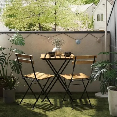 casa.pro Bistroset Bovino 3-TLG. Klappbar - Bistroset für die Terrasse, wetterfest und platzsparend klappbar – ideal für Garten, Balkon oder Terrasse!