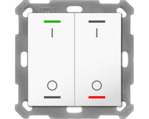 MDT Taster Light 2-fach BE-TAL55T2.B1 - Smart Home Taster mit RGBW Temperatursensor in reinweiß glänzend, ideal für die individuelle Steuerung von Licht und Raumklima im KNX Bussystem.