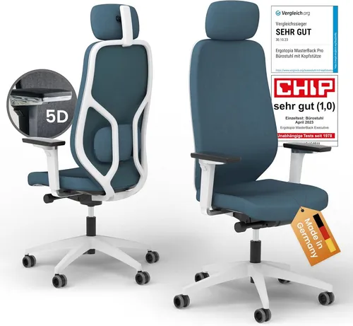 Ergotopia Bürostuhl MasterBack ergonomischer Schreibtischstuhl mit Kopfstütze (bereits montiert)