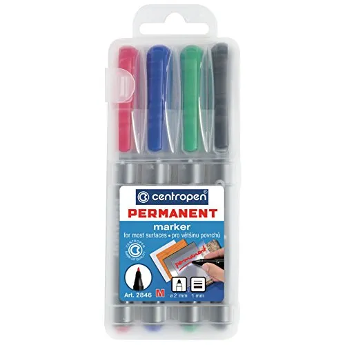 Permanentmarker 4er Satz 1mm Stifte Marker schwarz blau grün rot Etui