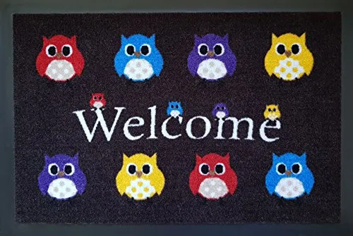 Trendstern Trendprodukteshop Fußmatte Fußabtreter Schmutzmatte Motiv Design Eule OWL (braun)