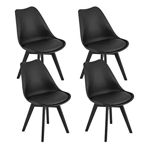 Home Collective 4er Set Esszimmerstuhl Stuhl Wohnzimmerstuhl, in insgesamt 11 Farben, 4X schwarz mit Kunststoffbeinen in schwarz, bequemer & Stabiler Schalenstuhl