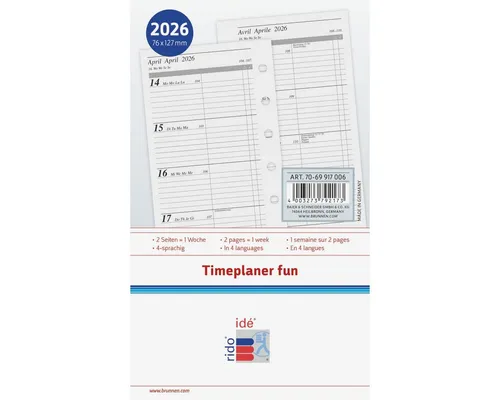 rido ide Terminplaner Wochenkalendarium 2026 - 1 Woche/2 Seiten - Praktischer Wochenkalender im handlichen Format (7,6 x 12,7 cm) mit 112 Seiten. Ideal für die Organisation Ihres Alltags, inklusive Jahresübersicht und Ferienterminen in D, A und CH.