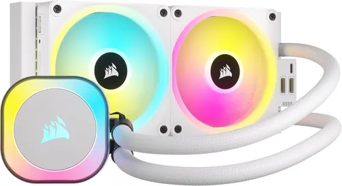 iCUE LINK H100i RGB - Weiße CPU-Wasserkühlung mit leisen 37 dBA und RGB-Beleuchtung, ideal für AMD und Intel Systeme