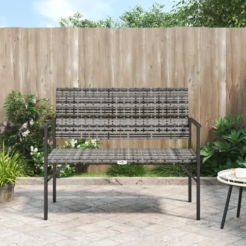 The Living Store Gartenbank 2-Sitzer Grau Poly Rattan