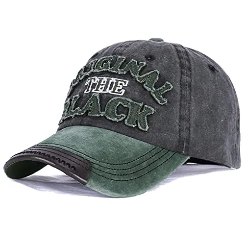 Baseballcap Original The Black Vintage Style Used Washed Look Retro Outdoor Kappe Mütze Cap Schirmmütze Basecap verstellbar (grün/grau)