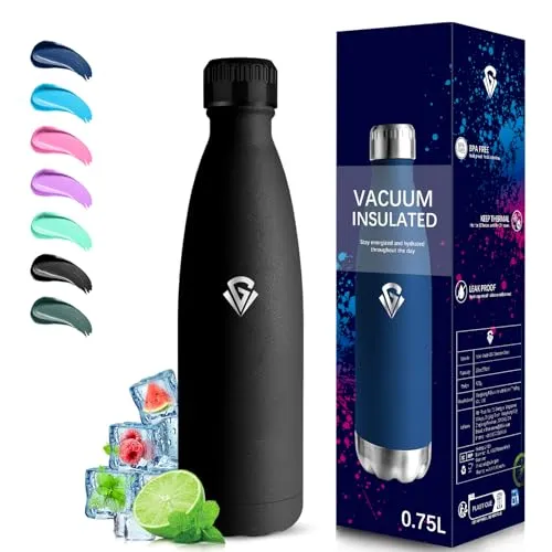 Grsta Thermosflasche- 750ml- Trinkflasche Edelstahl, Wasserflasche Auslaufsicher, 24h Kalt & 12h Warm, Thermosflasche Bpa Frei, Doppelwandige Vakuumisolierte, für Camping, Fitnessstudio, Wandern, Büro