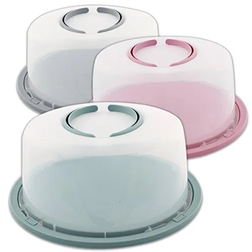 Tortenbehälter Kuchenplatte Tortenplatte Kuchenbox Torten Kuchen mit Haube und Griff (Grün)