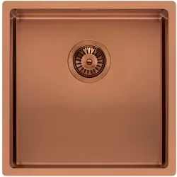 Reginox MIAMI 40X40 COPPER (L) Spülbecken aus Edelstahl - Küchenspülen & Spülbecken - Hochwertiges, integriertes Edelstahl-Spülbecken mit ansprechendem Kupferdesign, ideal für moderne Küchen.