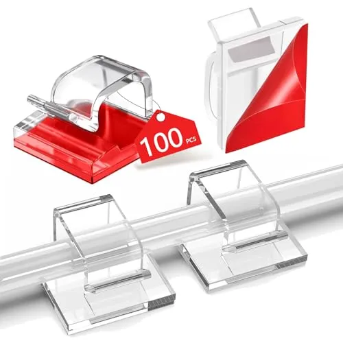 Abnii 100 Stück Kabelhalter, Kabelclips Selbstklebend, Transparent
