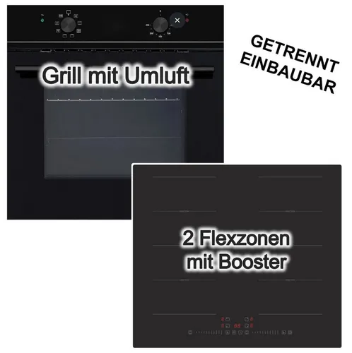 Wolkenstein Backofen-Set Einbaubackofen ECO + Induktionskochfeld PKM Flexzonen