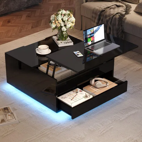Merax Couchtisch mit LED-Beleuchtung und Stauraum von Merax