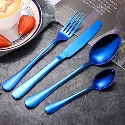 teiliges Besteckset in exklusiven schönen Farben buntes Besteck Blau - Blau 4