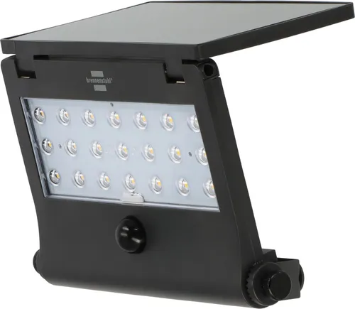 Brennenstuhl SOL 1000 Pad Solar-Außenwandleuchte - Solar Außenwandleuchte mit Infrarot-Bewegungsmelder, 4 Lichtmodi und flexiblem Solarpanel für optimale Ausrichtung. Ideal für den Außenbereich oder beim Camping.