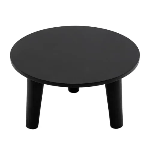 Spetebo Holz Blumenteller rund 25 cm - schwarz - Holz Pflanzenhocker mit 3 Füßen - Pflanzenständer Deko Hocker für Blumen und Pflanzen