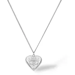 Purelei® Herz Kette mit Auge – Edelstahl 18K vergoldet/rosévergoldet/silber – Zirkonia Schmuckstein – Verstellbar 50–55 cm – Damen Halskette mit Herzanhänger (Silver)