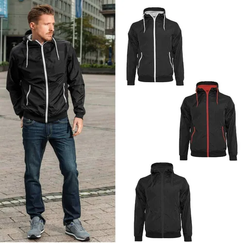 Build Your Brand Windrunner Jacket Herren Wind Jacke - Funktionsjacke für Herren, wasserabweisend und ideal für alle Jahreszeiten mit praktischer Kapuze und atmungsaktivem Mesh-Futter.