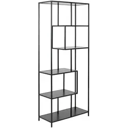 Regal SEAFORD - Schwarz - 5 Ablagen - Regale & Aufbewahrung: Stilvolles Bücherregal mit 5 Ablagen, ideal für jeden Raum und sorgt für Ordnung und Übersichtlichkeit.