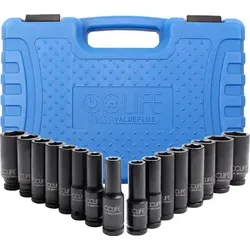 CCLIFE Steckschlüssel Schlagschrauber Set (16 St) - Steckschlüssel Set aus hochwertigem Chrom Molybdän Stahl, ideal für präzises Arbeiten mit 16 verschiedenen Sechskantgrößen von 10 bis 32 mm.