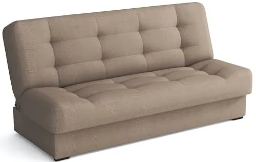 MEBLE-LUX Schlafsofa mit Bettkasten Livia, Schlafcouch 170cm Breit, Sofa mit Schlaffunktion, Federkern, Klappsofa mit Bettfunktion, Zusätzlicher Stauraum, Praktisch und Funktionell, Sofa Beige