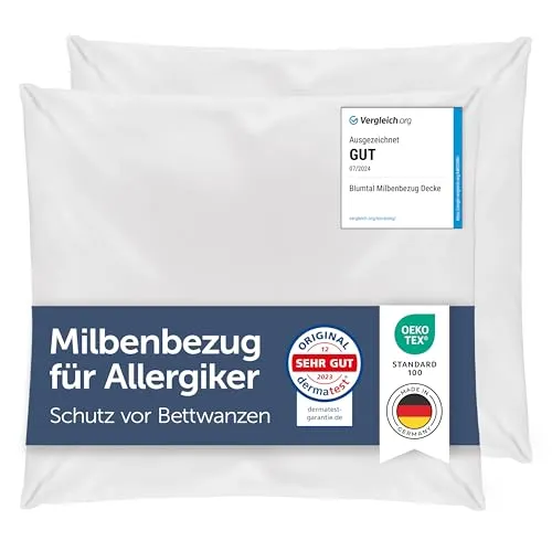 Blumtal® Milbenbezug Kissen 40x40 cm 2er Set - Oeko-TEX zertifizierte Allergiker Bettwäsche Kissen 40x40 cm - Kissenbezug gegen Hausstaubmilben - Allergie Bettwäsche Set Anti Milben 40x40 cm Kissen