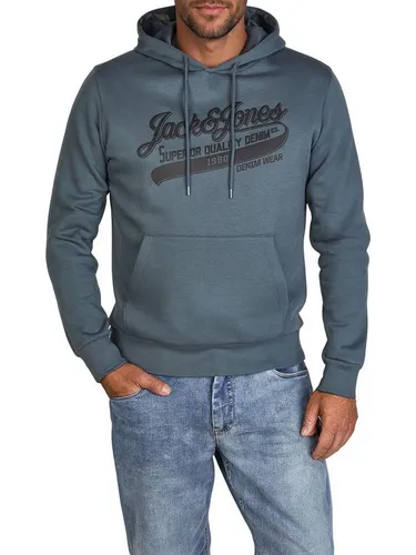 Jack & Jones Hoodie Herren JJEADRIAN Regular Fit in Dark Slate XL - Herren-Sweatshirt für Herbst und Winter – gemütlicher Kapuzenpullover mit modischem Vintage-Print, ideal für lässige Outfits und erhältlich in vielen Größen und Farben.