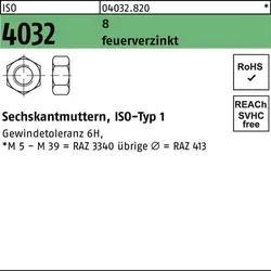 Bufab Sechskantmutter ISO 4032 M 48 8 feuerverzinkt - Unterlegscheiben – Hochwertige, feuerverzinkte Sechskantmutter für zuverlässige Verbindungen und optimalen Korrosionsschutz.