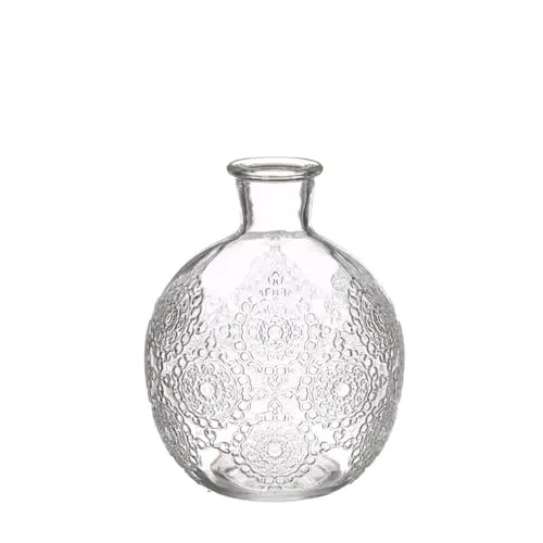 NaDeco Kugelvase Bologna in 12 cm und 17 cm und 6 Farben wählbar | Kugelflasche | Glas Flaschen | kleine Deko Vasen | kleine Deko Flaschen | Tischdeko Vasen, Farbe:Glasklar, Größe:h.12 Ø9.5 cm