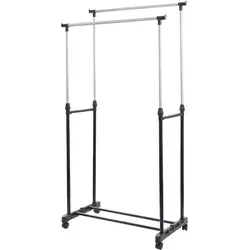 HOMELINE Duo Kleiderständer höhenverstellbar bis 155 cm mit Rollen Gaderobe