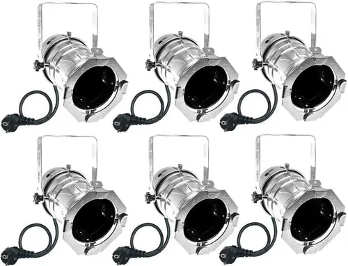 6x PAR-30 Spot Silber m. E27 Fassung, Filterrahmen PAR 30 Scheinwerfer Spotlight