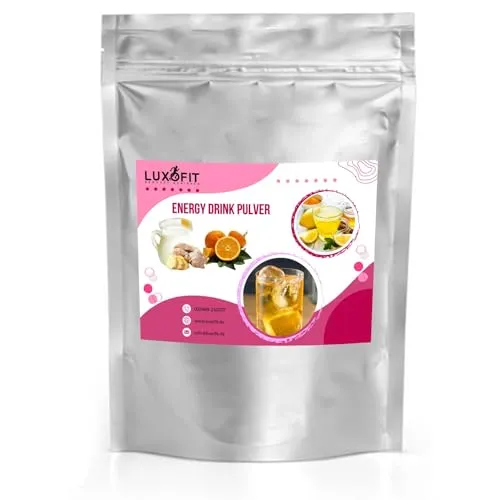 Luxofit Buttermilch Orangen-Ingwer Energydrink Pulver, Taurinhaltiges Getränkepulver, Allergenfrei, schnelle und einfache Zubereitung, Natürliche Farbstoffe (1 Kg)