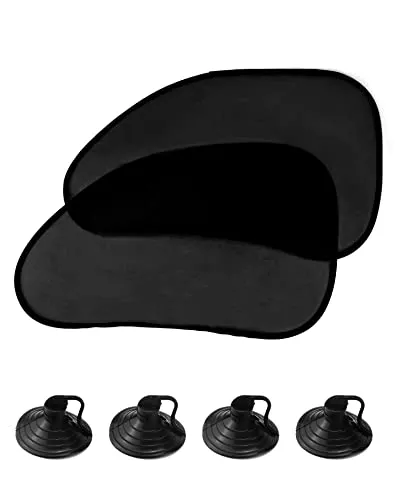 QWORK® 2 Stück Sonnenschutz Auto Mit Saugnapf, Autofenster Sonnenschutz, Blockiert Schädliche UV Strahlung, Gilt nur für Vordersitzfenster, 65cm x 38cm