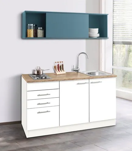 OPTIFIT Pantryküche Mini, Breite 150 cm, mit Kochfeld und Einbau-Spülbecken