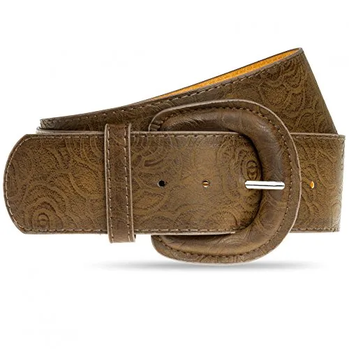 Caspar GU295 breiter Damen Taillengürtel mit großer Schnalle, Farbe:braun, Gürtelgröße:100 [für Körperumfang 99-107 cm]